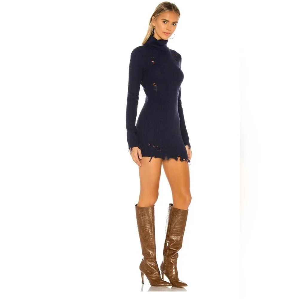 Lovers & Friends Wool Blend Distressed Keeney Sweater Dress Grunge Long Sleeve S - Picture 7 of 8